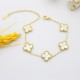 18K gold -plated stainless steel clover lucky collarbone necklace pentagram bracelet three -piece earrings women's jewelry