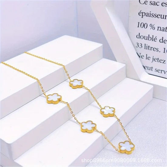 Cross -border beautiful temperament new wide -edge plum blossom bracelet necklace double -sided figure pork flowers bracelet collarbone chain jewelry