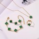 Cross -border explosion 2024 Lucky Four Leaf Grass 18K Bracelet Necklash Earrings Ring Four -piece Set Instead of Nicheds Design