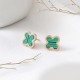 Titanium steel 18K gold defense faded four -leaf grass pineral earrings wild lucky earrings wholesale personality female simplicity Korean version