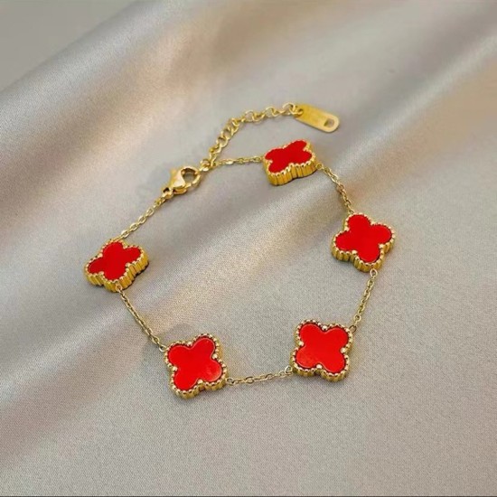 Four -leaf grass cross -border net red explosion 18K gold double -sided double sides OL Fritillaria lucky four -leaf clover bracelets