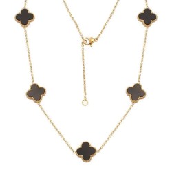 High version 18K golden titanium steel does not drop color four -leaf clover double -sided figure five -flower necklace female niche clavicle chain necklasm