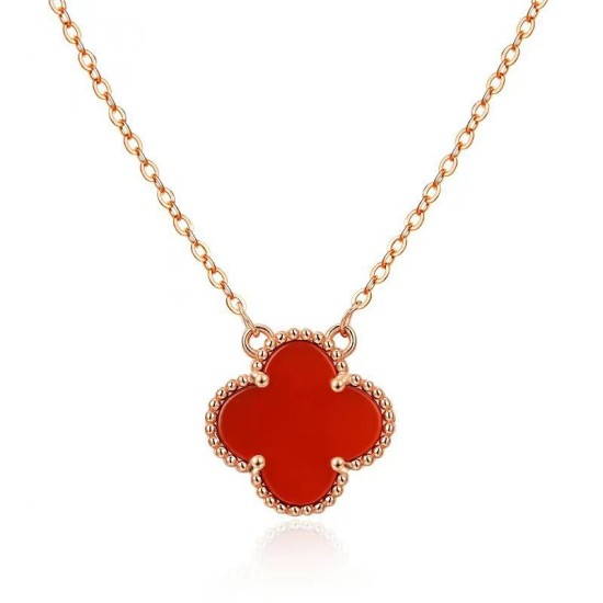 Double -sided four -leaf grass necklace net red little red book lucky four -leaf grass 18K gold necklace mother shell cross -border jewelry wholesale