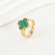 Fashion Advanced sensing titanium steel four -leaf grass rings opening can adjust colored flowers lucky female waterproof sweat anti -sweat anti -sweat