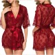 Cross -border supply European and American foreign trade sexy underwear sexy female lace hollow sleeping robe sex set wholesale