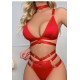 European and American new sexy underwear sexy chain patent leather flirting hot bed Passion -style jacket three -point temptation