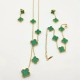 The new double -sided four -leaf grass necklace ear trims bracelet female aura clavicle chain female niche light luxury simple pendant geometry