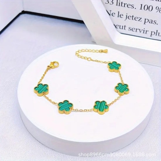 Cross -border beautiful temperament new wide -edge plum blossom bracelet necklace double -sided figure pork flowers bracelet collarbone chain jewelry