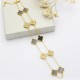 Cross -border explosion 10 full diamond sweater chain double -sided four -leaf grass necklace light luxury fashion pendant clavicle chain necklace