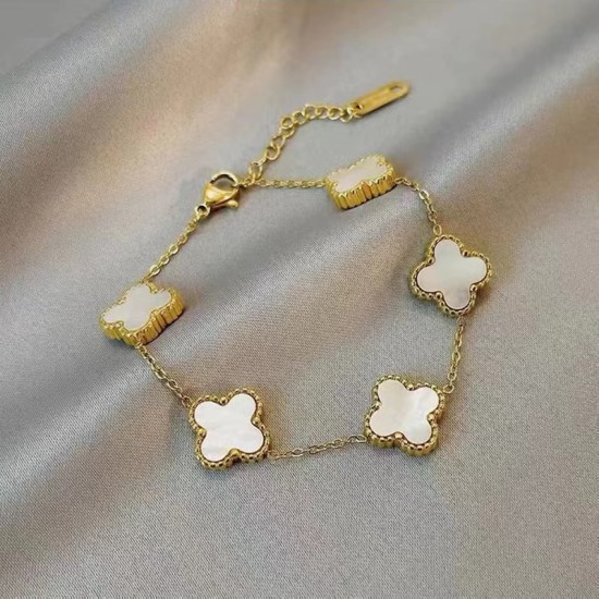 Cross -border explosion lucky four -leaf grass bracelet 18K gold double -sided OL frither European and American fashion new temperament versatile