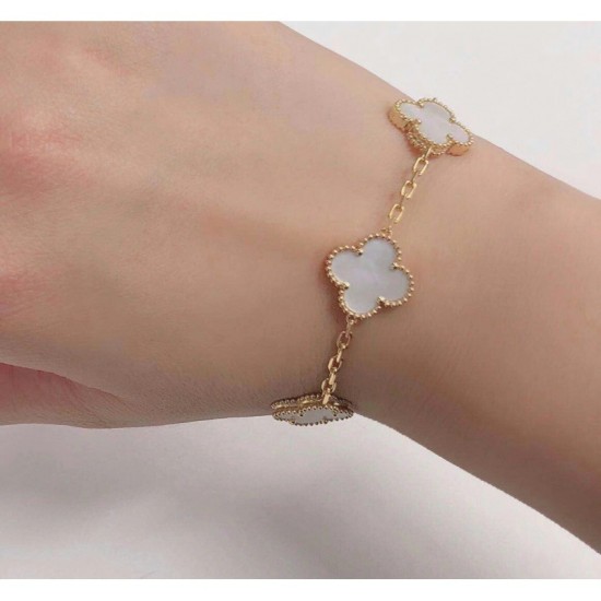 15 Da Amazon Cross -border Explosion 18K Double -sided Lucky Four -Leaf Grass Bracelet Fashion Light luxury Flower Good Luck