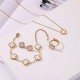 Lucky Four -leaf 4 -piece Set Fashion Woods Stainless Steel Fritillaria 18K Bracelet Necklace Ring Earrings Female Jewelry