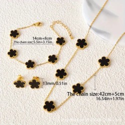 Cross -border beautiful temperament new wide -edge plum blossom bracelet necklace double -sided figure pork flowers bracelet collarbone chain jewelry