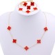 Cross -border explosion four -leaf shell set stainless steel pendant accessories necklace fibrosis earrings four -piece suit