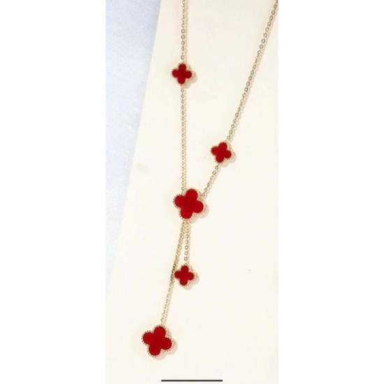 The new double -sided four -leaf clover necklace women can not fall off the color flow soveree chain female niche light luxury pendant pendant net red tide