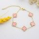 18K gold -plated stainless steel clover lucky collarbone necklace pentagram bracelet three -piece earrings women's jewelry