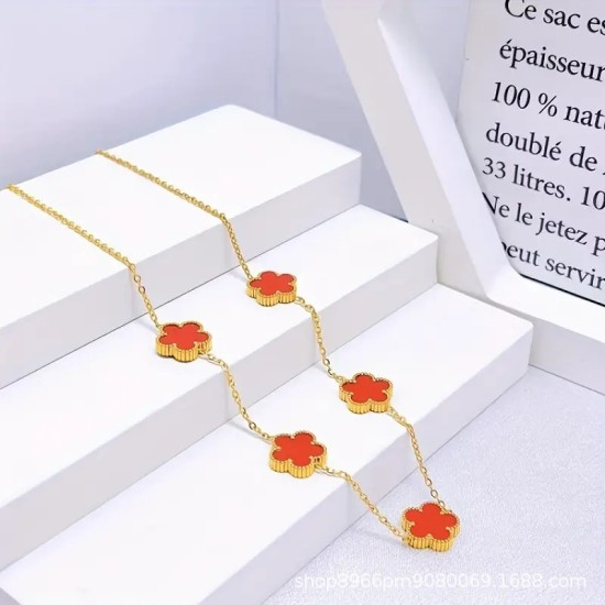 Cross -border beautiful temperament new wide -edge plum blossom bracelet necklace double -sided figure pork flowers bracelet collarbone chain jewelry