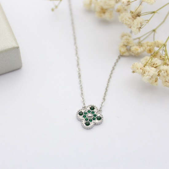 European and American new steel four -leaf four -leaf full -diamond silver necklaces niche design senior sensor factory direct selling jewelry