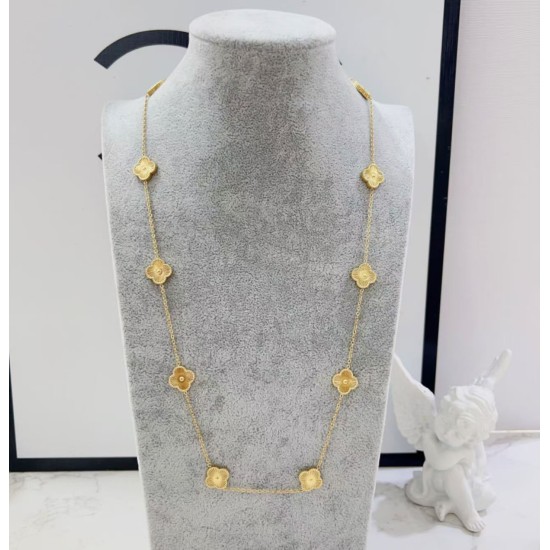 Cross -border e -commerce titanium steel gold 10 flowers four -leaf grass double -sided necklace female clavicle chain decoration online red live broadcast supply