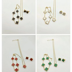 The new stainless steel four -leaf grass does not drop color 18K female necklaces earrings, pentagram bracelet jewelry