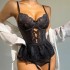 Cross -border supply of European and American foreign trade sexy underwear sexy female conjoined lace cutout suspender underwear manufacturers wholesale