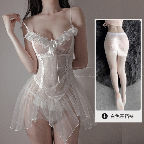 Large -size sexy underwear sexy slightly mild uniform princess wind pajamas pure desire women's net yarn sling small chest passion temptation