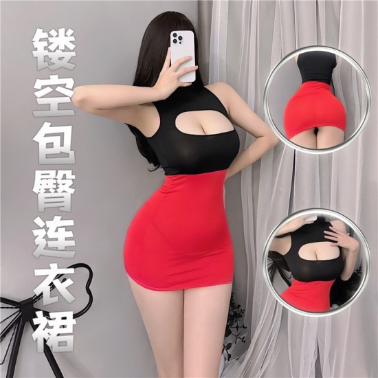 Hot hollow seductive Interesting Uniform Women's Tight Secretariat Hip Skirt Fun Seduction Seduction Emotional Emotional Lingerie Set