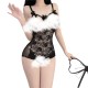 Sex feelings Fun underwear large size hollow suspender lace gathery gathered see -through mesh skirt opening gear free pajamas