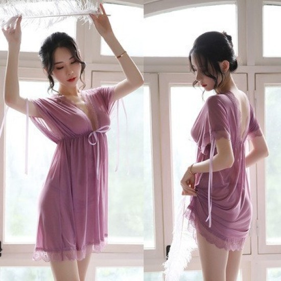 Sexy large size transparent sexy underwear seductive sexy nightdress Passion net gauze loose set hot lace pajamas