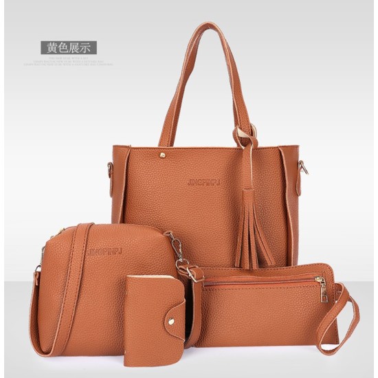 2024 four sets of bags for women new fashion bucket shoulder bag pu leather ladies handbag large capacity crossbody bag