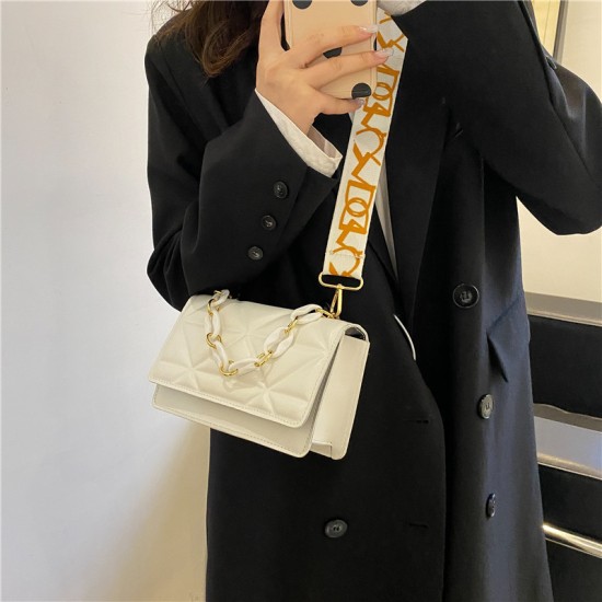 Hot Selling Simple Casual Women's Handbag Fashion 2024 New Wide Strap Shoulder Bag Chain Small Crossbody Bag