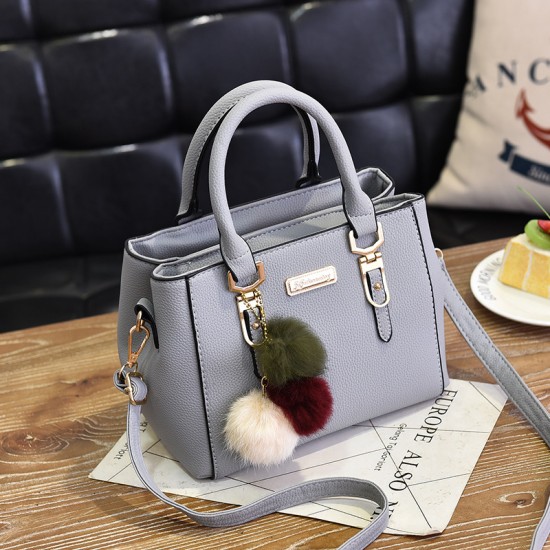 In Stock Women's Tote Bag Fashion Hairball Handbag Pu Leather Crossbody Shoulder Bags for Women Ladies Hand Bags