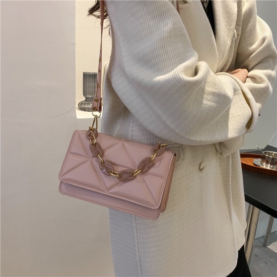 Factory Wholesale Simple Casual Women's Handbag Fashion 2024 New Wide Strap Shoulder Bag Chain Small Crossbody Bag