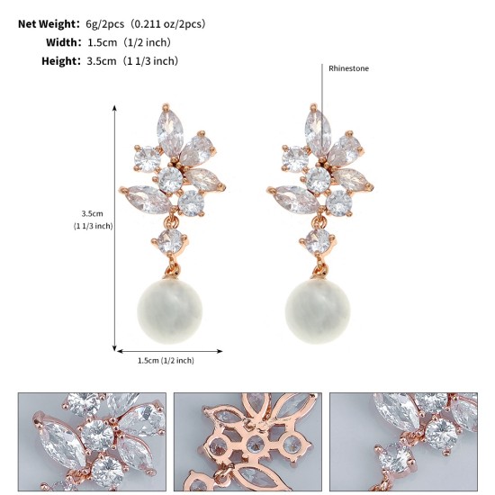 European and American retro ear decoration niche design sense pearl earrings ins, light luxury tree leaf vermiculite bride earrings