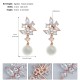 European and American retro ear decoration niche design sense pearl earrings ins, light luxury tree leaf vermiculite bride earrings