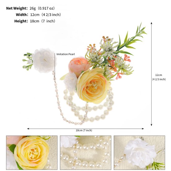 Western -style wedding jewelry simulation wrist flower sister group dress accessories pearl bro for the bride bridesmaid