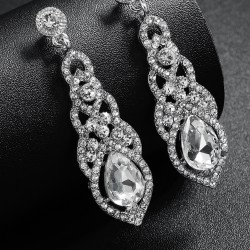 European and American jewelry classic popular bride's earrings alloy diamond glass earrings wedding banquet accessories bride earrings