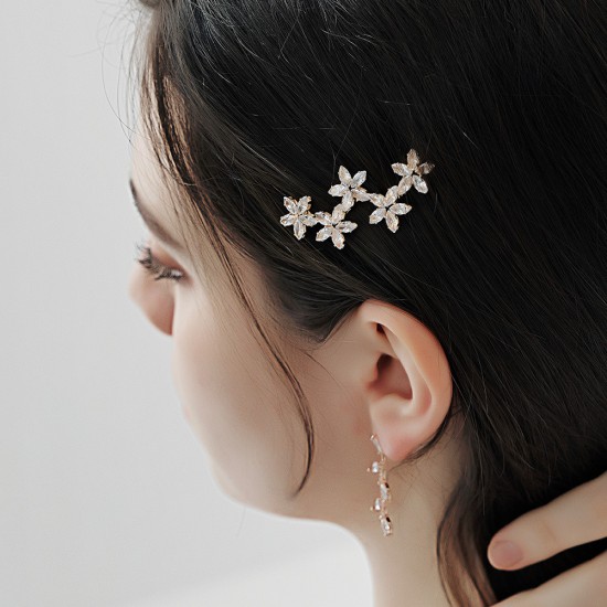 Japan and South Korea hair jewelry daily versatile temperament back of the head hair card metal frog clip crystal vermiculite hairpin side clip