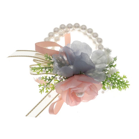 Korean wedding handmade wrist Hua Sen's wedding bridesmaid sister group Pearl hand flower flower small fresh simulation flower bracelet