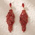 European and American bride wedding dress earrings retro geometric design sense versatile ear pendant light luxury red rhinestone earrings