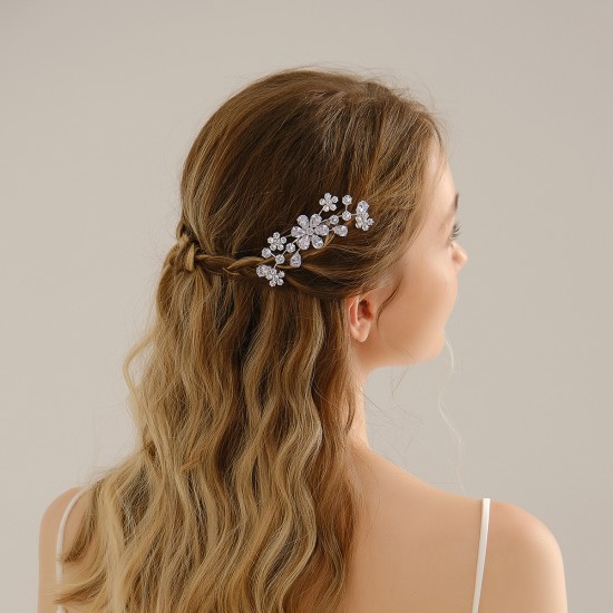 Bride's hair jewelry Wedding dress headwear simple ins Wilder plate hair rhinestone, stone hair comb, sun flower insert