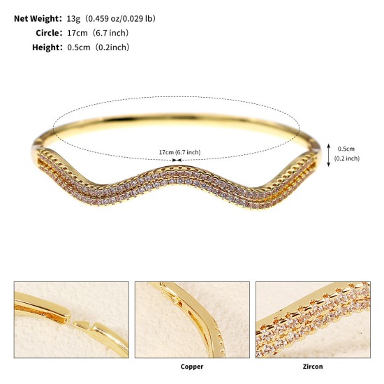 European and American niche hand accessories high -level light luxury vermiculite bracelet wedding dinner party jewelry inlaid diamond nail opening bracelet