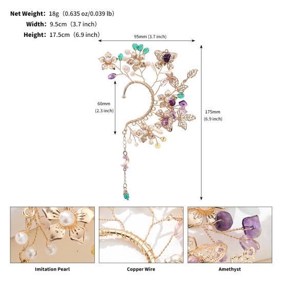 Cross -border exquisite flowers butterfly ear hanging high sensor net red ear decoration female personality super immortal no earrings earrings earrings