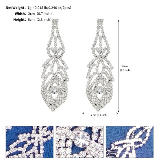 European and American foreign trade new rhinestone claws chain ear pendant party party bride earrings light luxury niche exaggerated flowing earrings