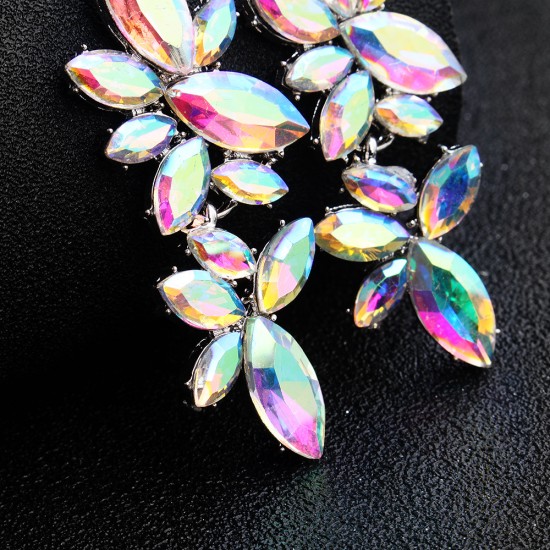 European and American cross -border bride earrings AB drill earrings birthday dance party jewelry high -end colorful butterfly long earrings