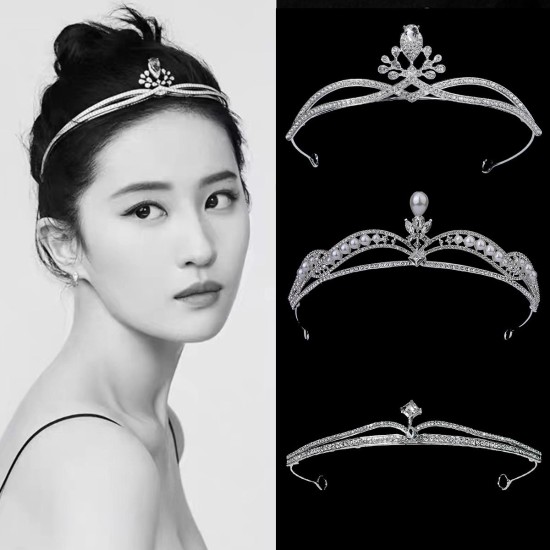 Korean -style bride headdress vermiculite Little Crown Princess birthday party performance jewelry high -end sensor union banded crown crown