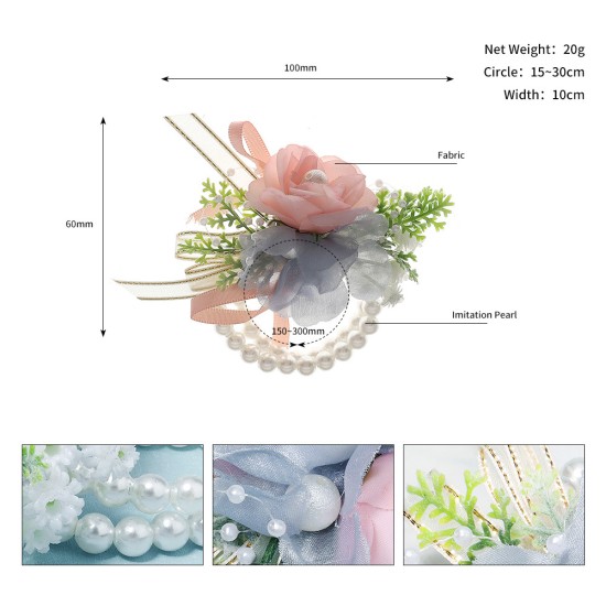 Korean wedding handmade wrist Hua Sen's wedding bridesmaid sister group Pearl hand flower flower small fresh simulation flower bracelet