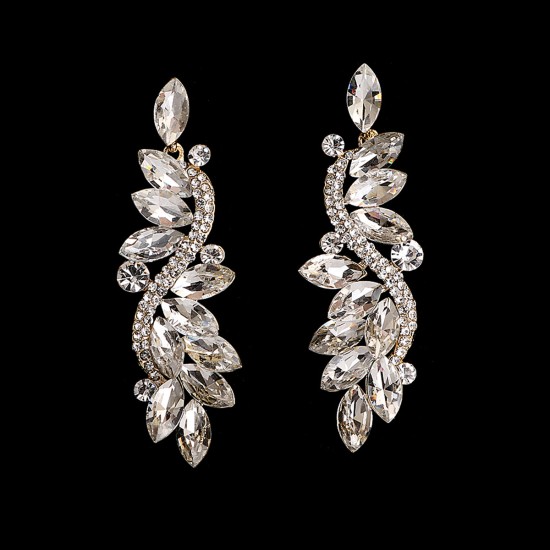 European and American retro alloy rhinestone earrings advanced sensor earrings female daily jewelry earrings light luxury atmospheric bride earrings