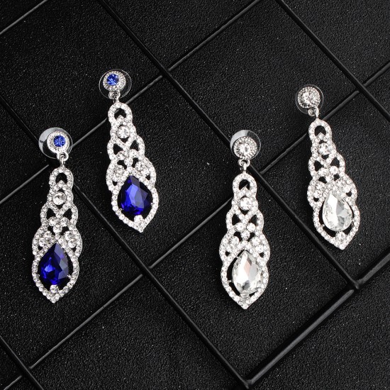 European and American jewelry classic popular bride's earrings alloy diamond glass earrings wedding banquet accessories bride earrings