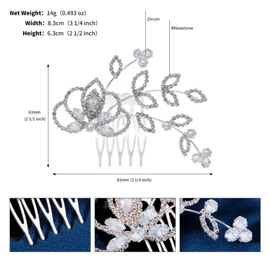 European and American design feel is full of drilling flowers, love love insert comb, retro bride, alloy lithium paddy combed